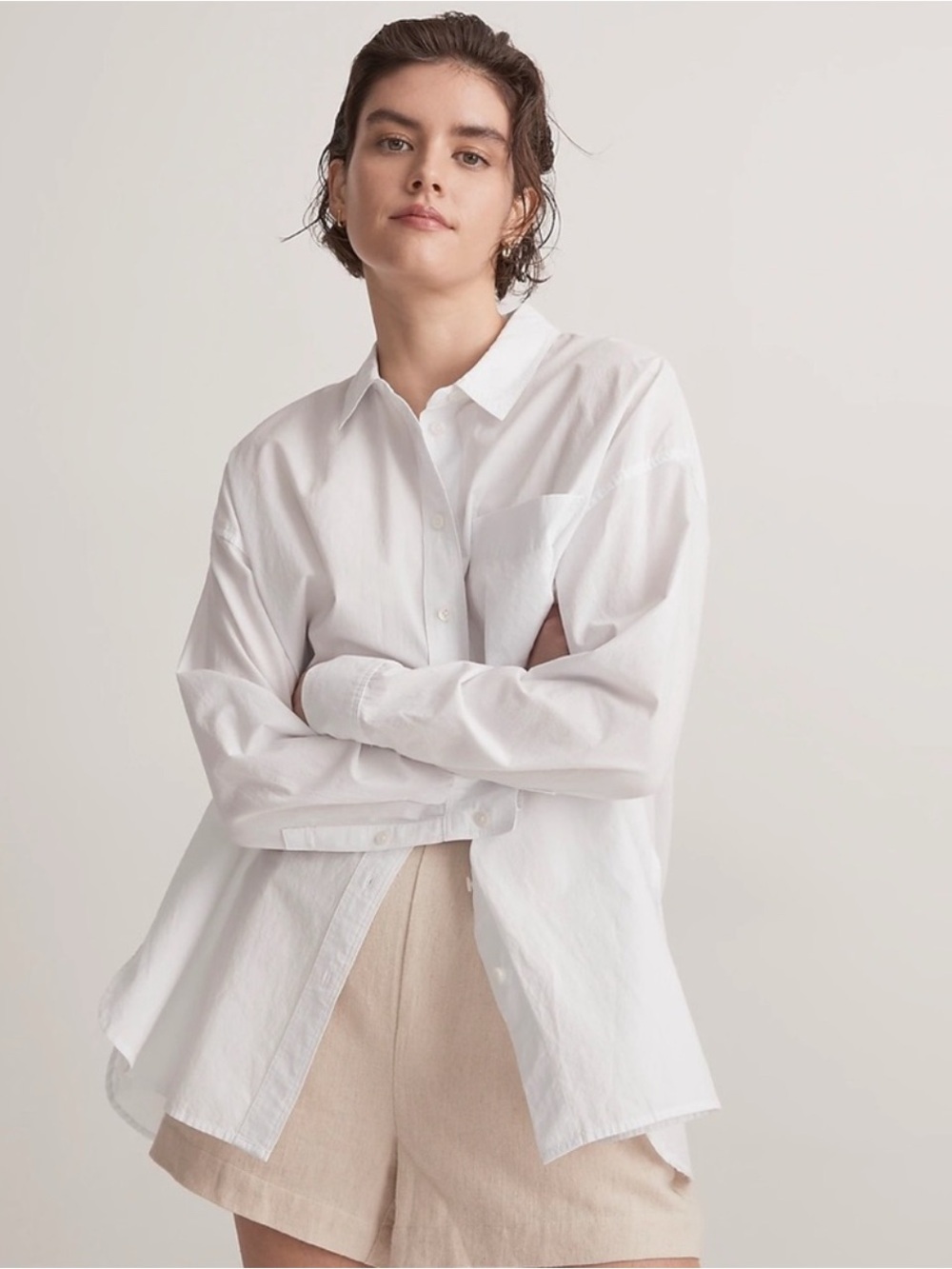 Madewell Signature Poplin Oversized Shirt in Eyelet White Size Medium NWT!